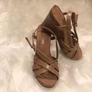 Tan strappy wedges